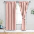 JIUZHEN Blush Pink Blackout Curtains for Bedroom - Curtain Drapes Set of 2 Panels with Tiebacks, Thermal Insulated Room Darkening Noise Reducing, 42 x 72 Inch Curtains for Girls Room