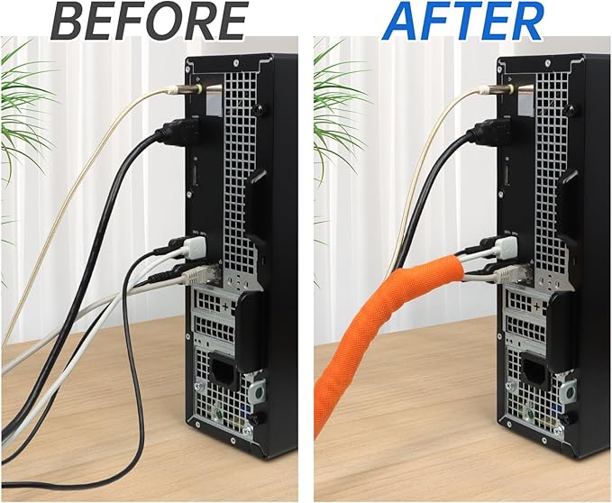 Split Braided Cable Sleeve，Flexible Wire Loom Tubing, Automotive Cord Protector Pet Proof, Cable Management for Computer TV Electric Wires Harness 16ft (Orange, 5mm（3/16")