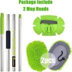 62" Car Wash Brush Mop Kit with Long Handle, 2 in 1 Chenille Microfiber Sponge Mitt Cleaning Detailing Duster for Washing Cars Truck SUV RV Caravans and Household(2 x Mop Head)