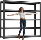 60" W Garage Shelving Heavy Duty,5 Tier Storage Shelves,3030LBS Adjustable Shelf Unit, Metal Garage Shelving for Warehouse Industrial Basement, 72" H × 60" W × 24" D, Black