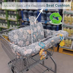 ICOPUCA Shopping Cart Cover for Baby, 2 in 1 cart Cover for Babies N high Chair Cover, Padded Grocery cart seat Cover for Baby Girl boy, with 1” Thick/Removable/Reversible Cushion, Flowers;