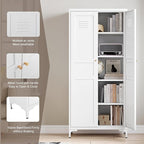 Yizosh Metal Storage Cabinet with 2 Doors and 4 Adjustable Shelves - 61" White Kitchen Pantry Storage 5-Tier Tall Steel Cabinets Locker for Kitchen, Living Room, Dining Room