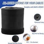 3/4" - 6.6FT Hook and Loop Cable Sleeve, Dog Cat Cord Protector Waterproof Split Sleeving for USB Computer Office Automotive Audio Cables - Protects Cables from Pets Chewing - Black