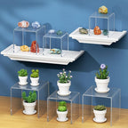 NIUBEE 2Set Acrylic Risers Display for Funko POP Figures,Clear Cake Stands for Candy Dessert Table Decorations-5"x6"x7"