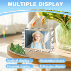 Aheroi 4x6 Acrylic Picture Frames, 3 Pack Clear Scalloped Acrylic Photo Frame Freestanding Magnetic Picture Frames for Desktop, Transparent Thickened Double Sided Picture Holder, Exclusive Shape Design