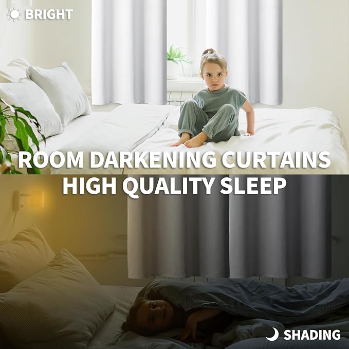 BGment Room Darkening Curtains 63 Inches Long - Grommet Thermal Insulated Drapes Window Treatment Curtains for Bedroom, 2 Panels, 52 x 63 Inch, Pure White