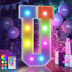 imprsv 3FT Colorful Marquee Letters U, 18 Colors Large Light up Letters Alphabet Sign with Remote, Big Marry Me Sign, Birthday Party Decorations Anniversary Wedding Decoration