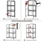 Crofy No Assembly Folding Bookshelf for Living Room, 3 Tier Black Collapsible Book Shelf for Home Office, Portable Bookcase Storage Organizer