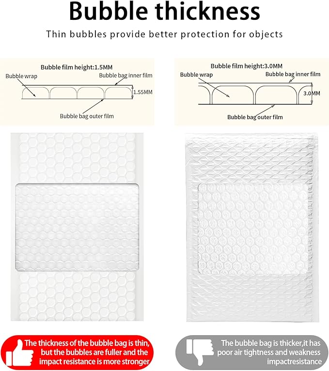 packbabol Bubble Mailers, 8.5x11 Inch Poly Padded Bubble Mailers Pack of 50 Bubble Envelopes Opaque Self Seal Adhesive Waterproof Bags for Shipping and Packaging (White)