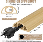 Floor Cord Cover Self Adhesive Cord Hider,10FT Cable Management, Extension Strip Protector for Wires, Prevent Cable Trips for Offices, Gyms, Exhibitions Cavity:0.3"(W) x0.28(H) WoodLightyellow