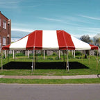 TentandTable 20' x 30' Premium Canopy Tent, Red/White, Outdoor Pole Tent, 60-120 Person Capacity for Parties, Weddings, Events, Commercial and Residential Use, Large Heavy Duty Vinyl Canopy Tents
