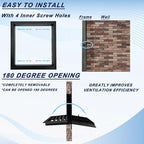 20"*20" Gable Vent,Aluminum Alloy Wall Vent Shed Vents,with Removable Strainer and 180 Degree Opening Angle.Ideal for Attic,Shed,Garage,Play House,Coop.[Inside Dimensions:17.7"w X 17.7"h]-Black 1 Pack