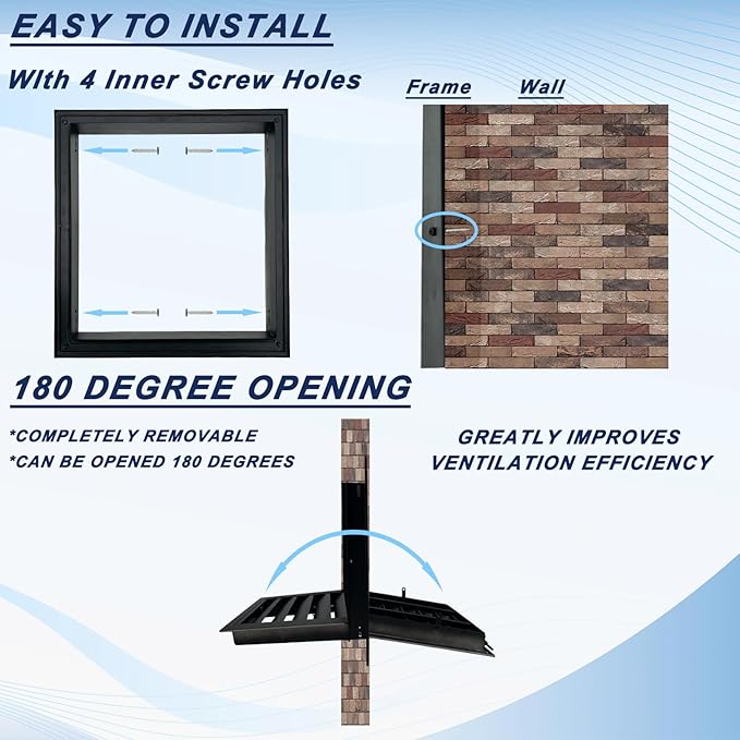 12"*18" Gable Vent,Aluminum Alloy Wall Vent Shed Vents,with Removable Strainer and 180 Degree Opening Angle.Ideal for Attic,Shed,Garage,Play House,Coop.[Inside Dimensions:9.5" w X 15" h]-Black 1 Pack