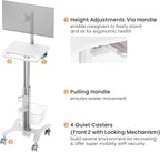 Mount Plus MB-C10 Medical Trolley Cart For Monitor Desktop With Keyboard Table, Basket, Wipe Holder, Scanner Holder For Hospital Clinic Dental Office Home Office | Height Adjustable Mobile Workstation