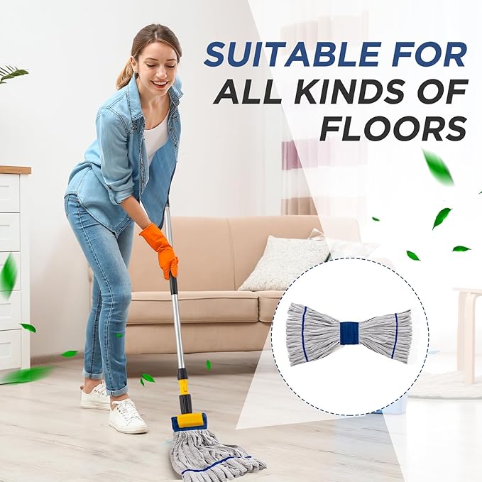 Hushee 6 Pack Large Microfiber Tube Mop Heads 18 oz Heavy Duty Commercial Industrial Wet Mop Head Refill Reusable Machine Washable Looped End Mopheads for Hardwood, Tile, Laminate Floors (Grey)