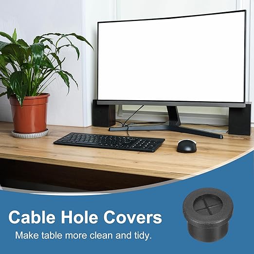 uxcell 6Pcs Cable Cord Grommet, 9/16"(14mm) Rubber Desk Grommets Wire Pass Through Hole Cover with Marked Cable Ties for Home Office Cable Wire Protection, Black