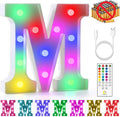 mooncow Rechargeable Light Up Letters,Colorful Marquee Letters with Remote,Gift Wrap Gifts,Bedroom Home Bar Party Decor (M)