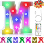 mooncow Rechargeable Light Up Letters,Colorful Marquee Letters with Remote,Gift Wrap Gifts,Bedroom Home Bar Party Decor (M)