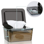 Wipes Dispenser, One-Handed Operation Wipe Holder for Baby & Adult, Seal-Designed Wipes Container for Bathroom Keep Diaper Wipes Fresh (2 Pack Brown)