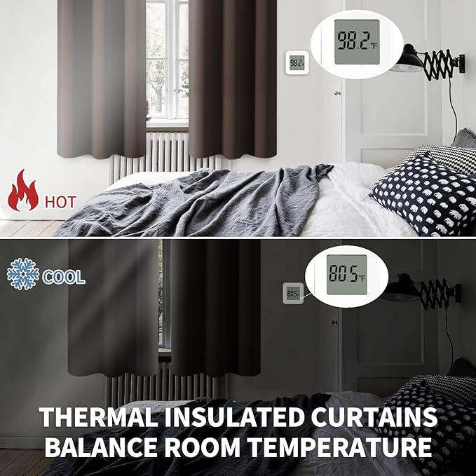 BGment Blackout Curtains for Bedroom - Grommet Thermal Insulated Room Darkening Curtains for Living Room, Set of 2 Panels (52 x 95 Inch, Brown)