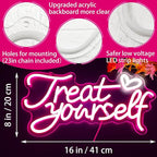 Treat Yourself Neon Sign for Wall Decor, LED Pink Neon Sign Treat Yourself Light with Heart, Room Decorations for Bedroom, Birthday Party, Wedding, Salon, Bar, Esthetician, Home, Girl Cave