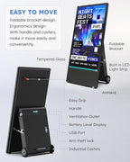 HARZHI 43 Inch Outdoor Digital Signage Display, Portable Powered High Brightness Screen Advertising Display Kiosk, Movable Waterproof Standing Poster, Business Helper, Android OS MWE
