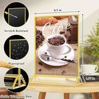 Acrylic Sign Holder 8.5 x 11, 12 Pack Double Sided Flyer Holder, Table Menu Holder Display Stand for Wedding, Party, Gold Picture Frame Stand up Table Top Menu Holder