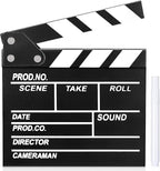 Movie Film Clapboard Hollywood Wooden-Clapper Board Directors Photography Studio Video TV Clapper Board with Erasable Pen Movie Theater Props Decor，Black Clap Board 7.8 X 7.5 inches