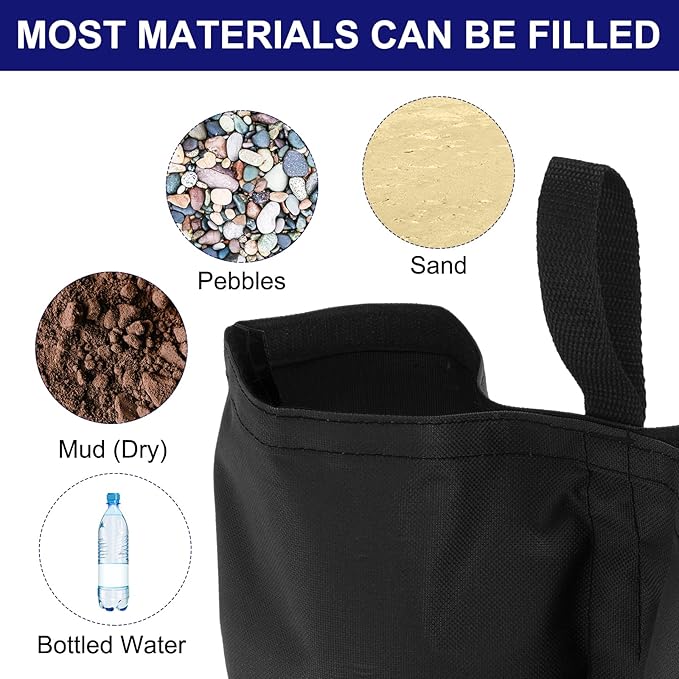 PATIKIL 17" x 16" Canopy Weight Sand Bags, 4 Pieces 600D Oxford Waterproof Leg Weights Sand Bags for Outdoor Canopy Tent Sun Shelter Patio Ladder, Black