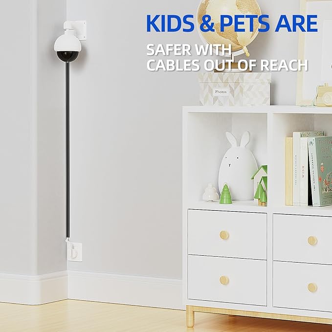 Delamu Wire Covers for Cords on Wall, 128in Cord Hider Cord Covers for Wires on Wall, Mini Cable Wire Hider, Self-Adhesive Easier Installation Cable Cover Organizer, W0.48 H0.3in, Black