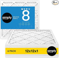 Simply 12x12x1 Air Filter, MERV 8, 6 Pack, Furnace Air Filter for HVAC (Actual Size: 11.75"x11.75"x0.75") DUST, Pet, & Allergy Control