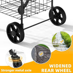 Shopping Cart for Groceries, Folding Utility Cart with Waterproof Liner and Insulated Cooler Bag, 360° Swivel Wheels Height Adjustable Portable Grocery Cart for Condo Laundry Transport Trip