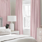 MIULEE Linen Texture Curtains for Bedroom Solid 100% Blackout Thermal Insulated Pink Curtains Grommet Room Darkening Drapes for Living Room Nursery 52x54 Inch (2 Panels)