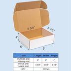 Shipping Boxes 9x6x4 inches 25 Pack White Corrugated Cardboard Mailing Box for Small Business - Literature Mailer Mail Packaging Supplies