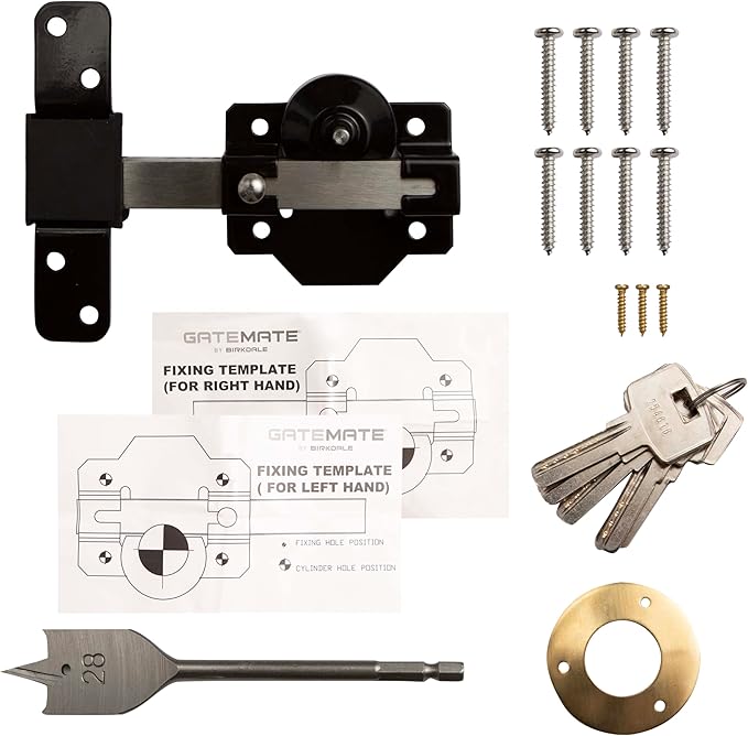 GATEMATE 2”(50mm) Single Locking Premium Long Throw Lock, High Security with Slide Bolt, Stainless Steel & Powder Coated, Corrosion Resistant, Elongated Keep for Gate Drop.