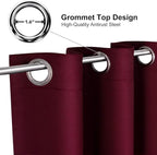 ChrisDowa Blackout Curtains 90 Inches Long for Living Room, Grommet Thermal Insulated Room Darkening Curtains for Bedroom (1 Panel Set, Burgundy Red, 52W x 90L)