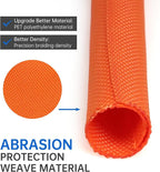 Split Braided Cable Sleeve，Flexible Wire Loom Tubing, Automotive Cord Protector Pet Proof, Cable Management for Computer TV Electric Wires Harness 16ft (Orange, 19mm（3/4")
