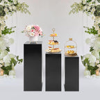Cake Pedestal Stands for Party 3PCS Dessert Table Display Plinth Pillars Black Square Pedestal Stands for Wedding Sculpture Display Column Decoration Cube (3PCS-Square-Black)