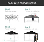 Best Choice Products 10x10ft Easy Pop Up Canopy w/Side Wall, 10 Pockets, Portable Carrying Case, 1-Button Setup, 4 Weight Bags - Black