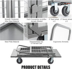 Platform Truck Cart with Cage, 5 in 1 Heavy Duty Platform Carts with Cage 2000 LBS Capacity Foldable Push Cart Dolly with 5" Casters for Groceries/Garage/Warehouse