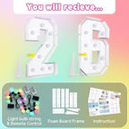 Marquee Numbers 26th Birthday Decoration: Colorful 3FT Large Light Up 26 Year Old Birthday Decorations Anniversary Backdrop Cardboard Sign 18 Colors Number 26 Mosaic Balloon Frame