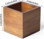 Remote Control Holder Caddy, Farmhouse Acacia Wood TV Remote Holder, Vintage Desk Caddy, Remote Organizer for Table (Brown - for 2 or 3 Remote Controls)