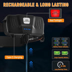 Rechargeable Headlamp High Lumen, 230° Wide Beam 1800 Lumen Super Bright Head Lamp, 6 Modes Head Lights for Forehead, 90° Rotatable Headlight, LED Headlamps for Adults Mechanic Hardhat Camping (2Pack)