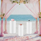 Eapmic Pedestal Stands for Party, Cake Pedestal Stand, Dessert Table Display Plinth Pillars, Sculpture Display Column Decoration Cube for Wedding Birthday (White, Cylinder-3Pcs(27.56"+26"+23.62"))