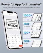 Phomemo Label Maker,M220 Label Printer,3 Inch Bluetooth Thermal Label Maker Machine with 6000+ Icons,700+ Templates,400+ Fonts,for Kids School Items,Small Business,Large Sticker