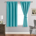 JIUZHEN Blackout Curtains for Bedroom - Thermal Insulated Noise Reducing Privacy Short Curtain for Living Room, Set of 2 Panels with Tiebacks, 42 x 54 inches Long, Turquoise