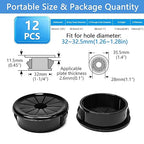 12 Pcs Cable Grommet, Snap Bushing 1-1/4" (32 mm) Mounting Diameter, Flexible Petal-Shaped Buckle Round Nylon Desk Grommet for Wires Through Countertop Cord Organizer and Protection, Black