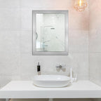 Ruomeng Wall Mirror Rectangle Decorative Mirror 12" x 16" for Entryway, Bedroom, Living Room, Nickel