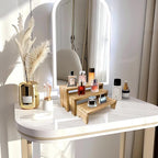 Display Riser Wood Risers Cupcake Stand 3 Tier Racks Decorative Rectangular, 2 Set 6 Piece Cologne Perfume Organizer Dessert for Vendors Event(Nature Wood)
