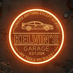Custom Garage Neon Sign for Wall Decor, Dimmable Personalized Mechanic Garage Sign with Remote Control, Customized Name Light Up Sign for Auto Shop, Workshop, Man Cave, Gift for Men Dad